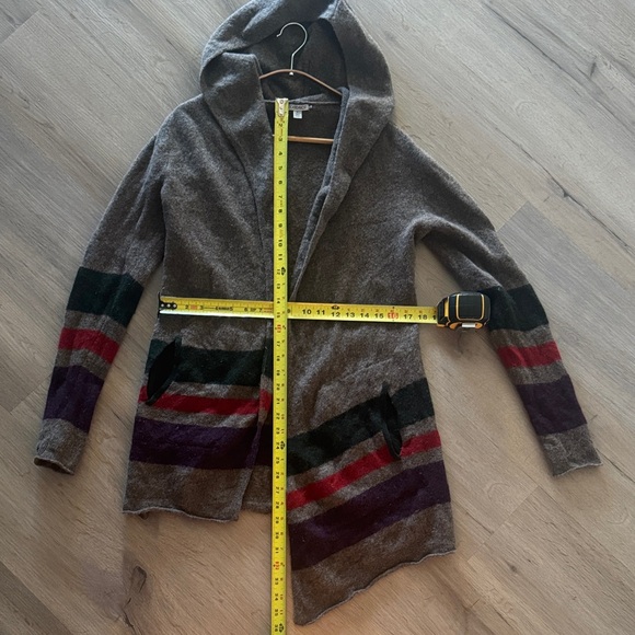 Toad&Co Brown Hooded Cardigan with Stripes - Picture 6 of 7